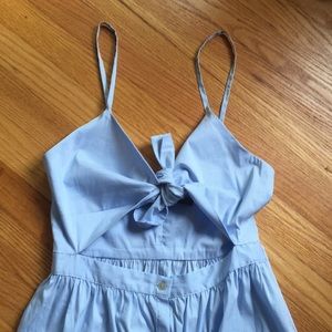 Zara Tie Front Button Skirt Poplin Dress